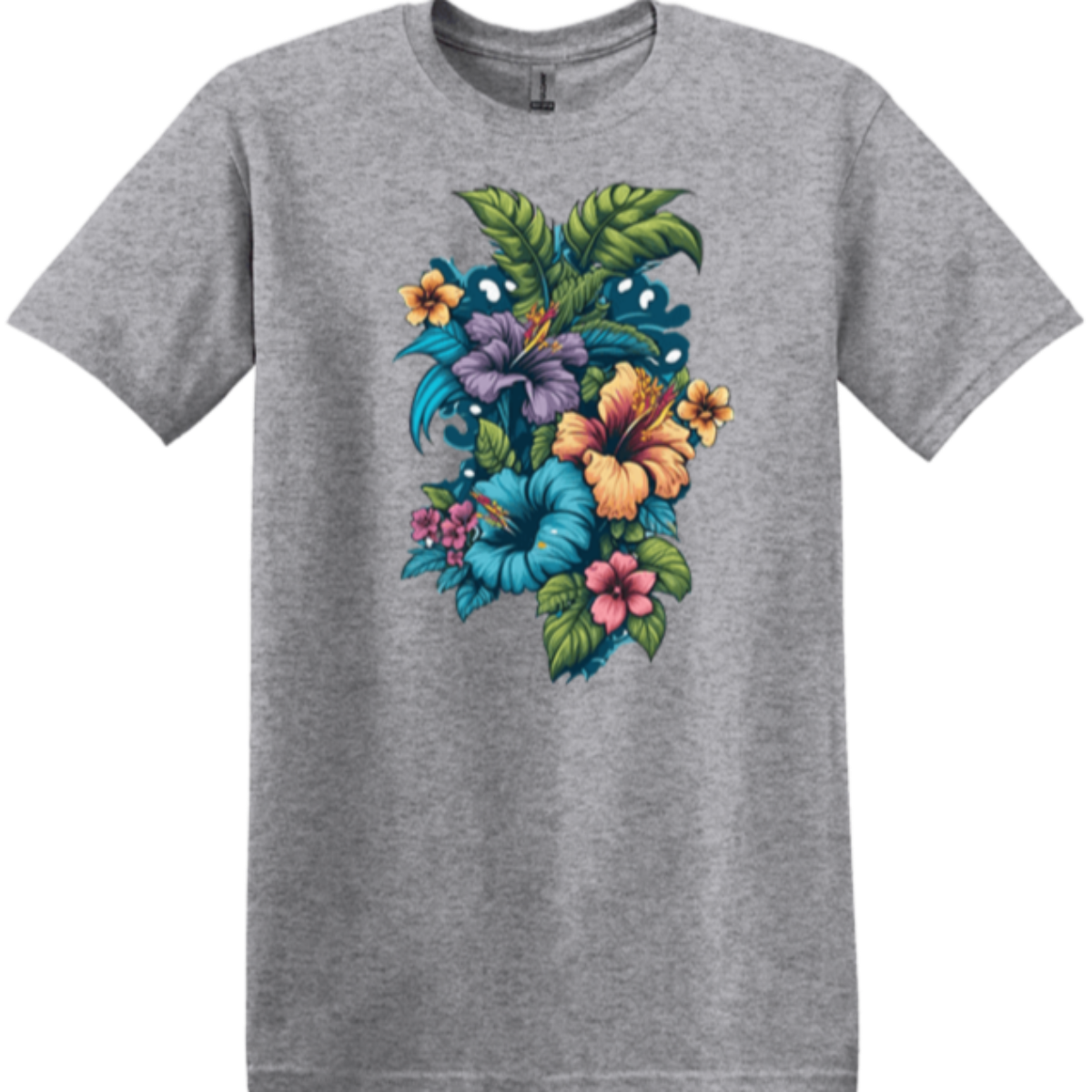 Hawaiian hibiscus sports grey boutique top 