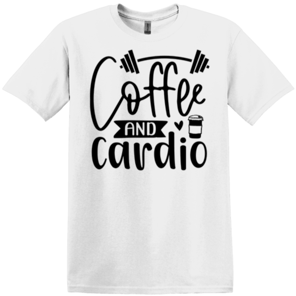 Ready2Go white t-shirt coffee and cardio