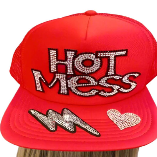 hot mess express otto foam trucker hat red