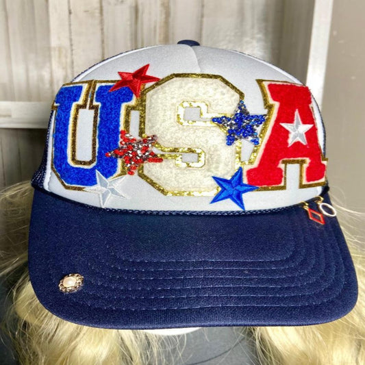 USA otto foam trucker hat red white blue