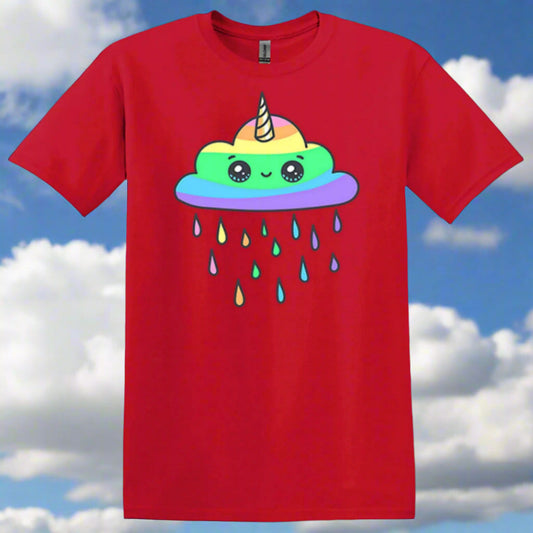red unicorn cloud tee shirt tshirt